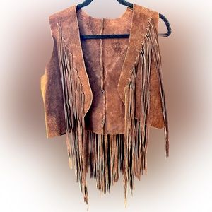 Suede 70s leather fringe vest